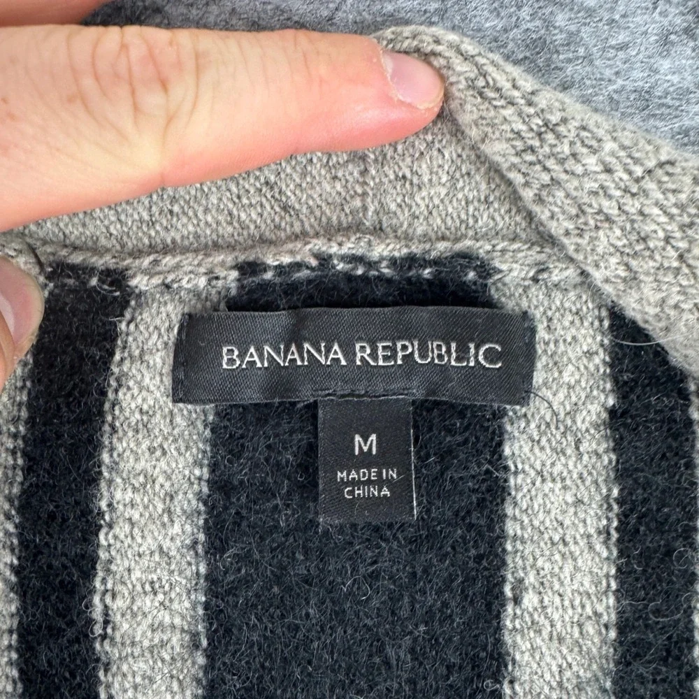 Banana Republic Womens Gray Wool Alpaca Mohair Blend Striped Drape Vest Size M